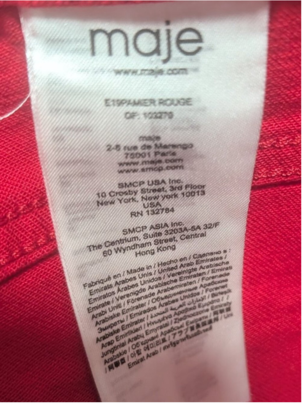 Maje | Pamier Rouge High Rise Wide Leg Jeans In Red - Picture 10 of 12